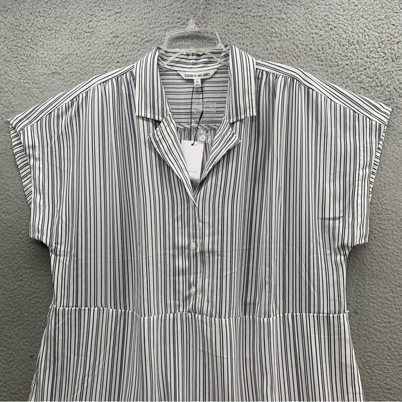 Elizabeth And James Womens Shirt Tunic Dress Short Sleeve Striped Black White XL - Picture 4 of 15